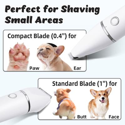 Small Low Noise 2 in 1 Trimming Paw Face Narrow Dog hair Clippers, White