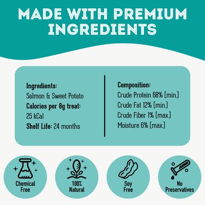 Salmon & Sweet Potato Grain-Free Dehydrated Dog & Cat Treats, 2.82-oz bag