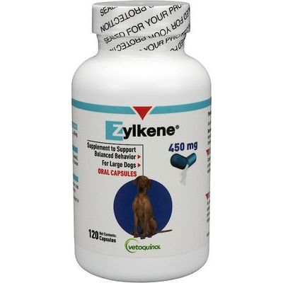 Cápsulas de Zylkene de 450 mg, suplemento calmante para perros grandes, 120 cápsulas
