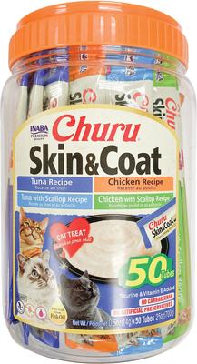 Churu Grain-Free Skin & Coat Tuna Recipe Lickable Cat Treat, 24 count