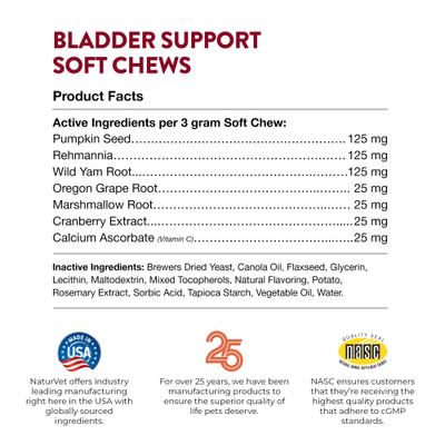 Bladder Support Plus Cranberry Soft Chews Urinary Supplement for Dogs, 60 count