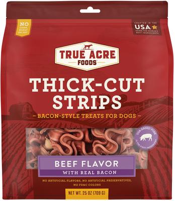 Thick Cut Strips with Real Bacon Dog Treats, 25-oz bag