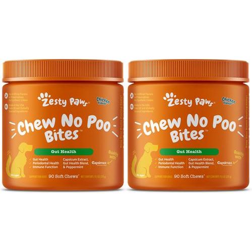 Chew No Poo Bites, Suplemento digestivo previene la coprofagia, sabor Pollo, Perros, 180 chews