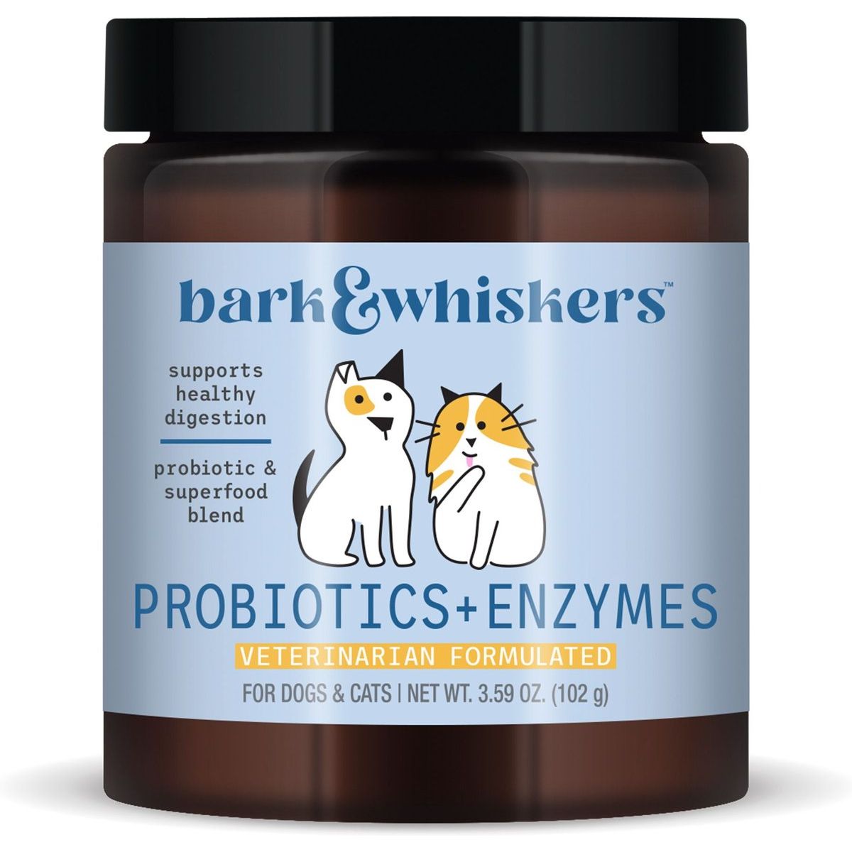Probiotics + Enzymes Supplement, Perros y Gatos. 100 g. - Bark & Whiskers