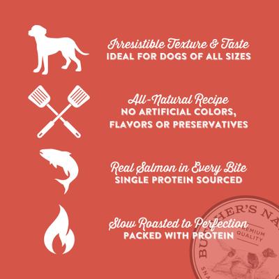 Golosinas de salmón seco asado a fuego lento para perros, bolsa de 16 oz