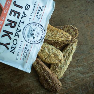 Golosinas de salmón seco asado a fuego lento para perros, bolsa de 16 oz