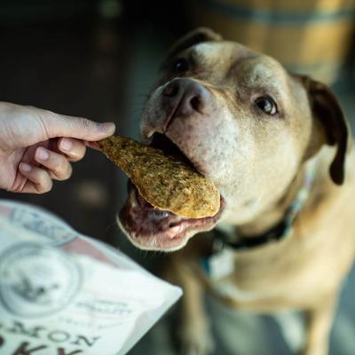 Golosinas de salmón seco asado a fuego lento para perros, bolsa de 16 oz