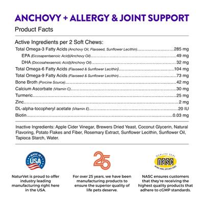 Evolutions Anchovy + Allergy Support Soft Chews Dog Supplement, 90 count