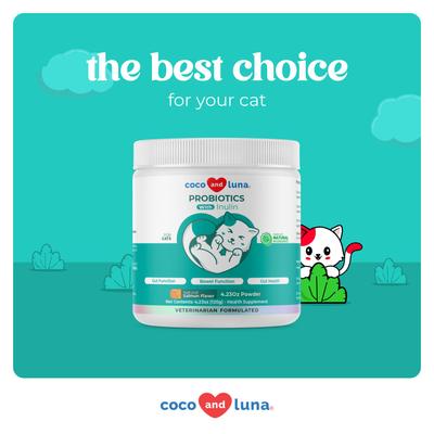 Coco and Luna Probiotics with Inulin Stomach & Digestion Powder Probiotic Supplement for Cats, 120-gr jar