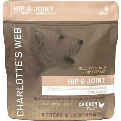 Masticable con sabor a pollo para cadera y articulaciones, suplemento de salud de extracto de cáñamo de espectro completo para perros, 30 unidades