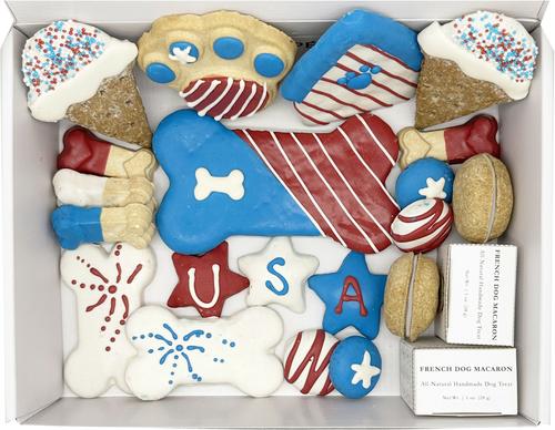 Human-Grade Red, White, & Blue Dog Treats Gift Box, 21 count