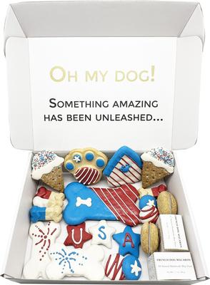 Human-Grade Red, White, & Blue Dog Treats Gift Box, 21 count