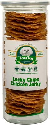 Lucky Chips Chicken Dog Jerky Treat, 6-oz jar