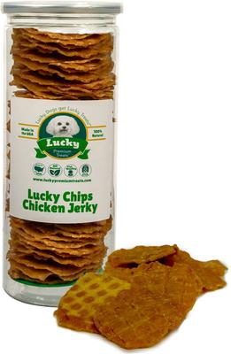 Lucky Chips Chicken Dog Jerky Treat, 6-oz jar