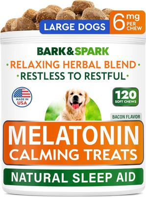 Calming Melatonin Stress Anxiety Relief & Sleep Aid Chew Supplement for Dogs, 120 count