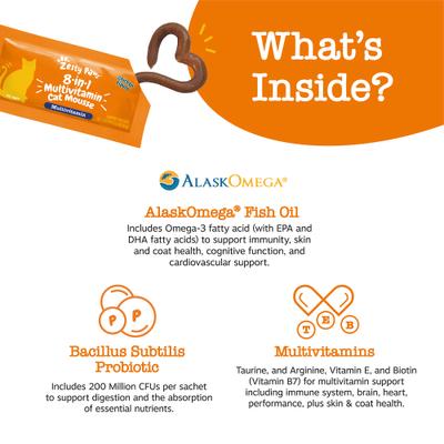 8-in-1 Multivitamin Chicken Flavored Mousse Lickable Supplement for Cats, 14 count