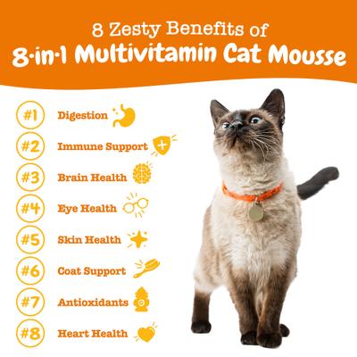 8 in 1 Multivitamin Cat Mousse, Suplemento Multivitamínico para Lamer sabor Pollo, Gatos 14 unid