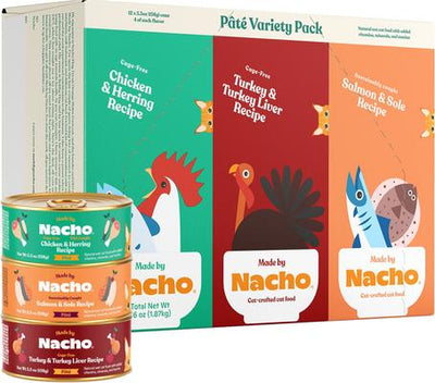 Chicken, Herring, Salmon & Turkey Variety Pack Grain-Free Pate Wet Cat Food, 5.5-oz can, case of 12