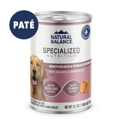 Specialized Nutrition Sensitive Skin & Stomach Formula Adult Salmon & Brown Rice Wet Dog Food, 12.7-oz can, case of 12