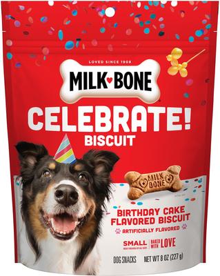 CELEBRATE Birthday Cake Artificially Flavored Biscuits Small Crunchy Dog Treats, 8-oz bag