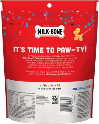 CELEBRATE Birthday Cake Artificially Flavored Biscuits Small Crunchy Dog Treats, 8-oz bag