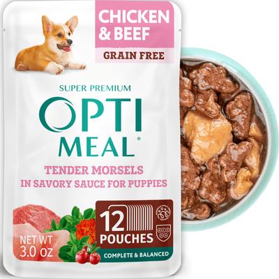 Chicken & Beef Recipe Tender Morsels Grain-Free in Savory Sauce Puppy Wet Dog Food, 3-oz pouch, 12 count