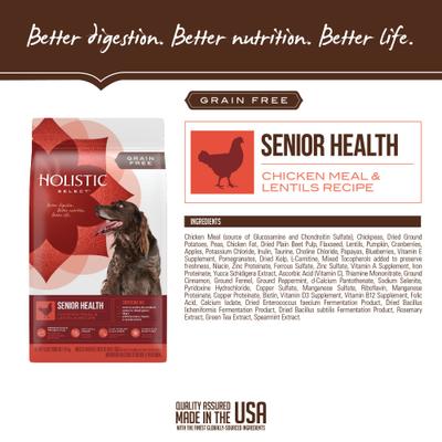 Senior Health Chicken Meal & Lentils Recipe Dry Dog Food, 24-lb bag