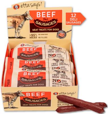 Beef Deli Sausages Human Grade Jerky Dog Treats, 12 count