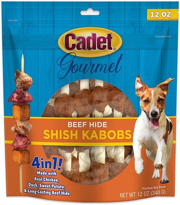Gourmet Beef Hide Shish Kabob Dog Treats Small, Chicken, Liver, & Sweet Potato, 12-oz bag, bundle of 2