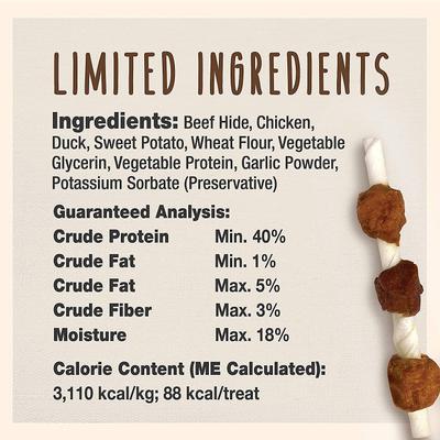 Gourmet Beef Hide Shish Kabob Dog Treats Small, Chicken, Liver, & Sweet Potato, 12-oz bag, bundle of 2