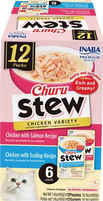 Churu Stew Chicken Seafood Variety Cat Lickable Treat, 1.4-oz pouch, 12 count