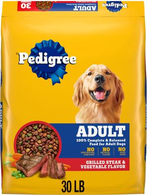 Paquete: Alimento seco Pedigree Complete Nutrition con sabor a filete a la parrilla y vegetales + Paquete variado de alimento húmedo enlatado para perros con sabor a filete miñón y carne picada
