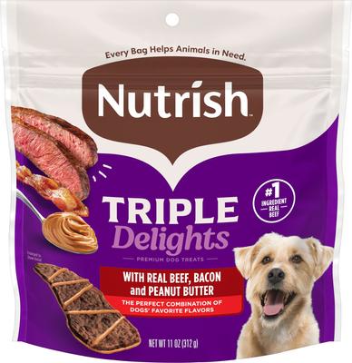 Triple Delights Premium Real Beef, Bacon, & Peanut Butter Dog Treats, 11-oz pouch (Rachael Ray)