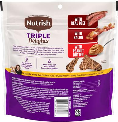 Triple Delights Premium Real Beef, Bacon, & Peanut Butter Dog Treats, 11-oz pouch (Rachael Ray)