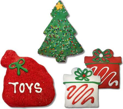 Galletas crujientes surtidas de mantequilla de maní y miel para perros bajo el árbol de Navidad, 18 unidades