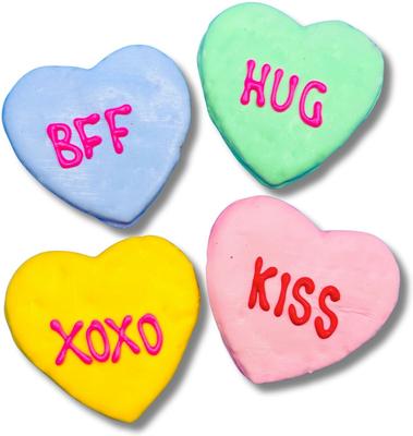 Conversation Hearts Peanut Butter & Honey Assorted Crunchy Dog Treats, 18 count