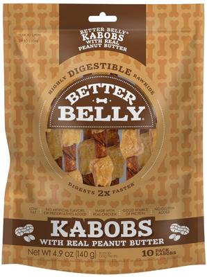 Triple Flavor Kabobs Pork, Beef, & Chicken Highly Digestible Rawhide Dog Treat Chews, 10 count
