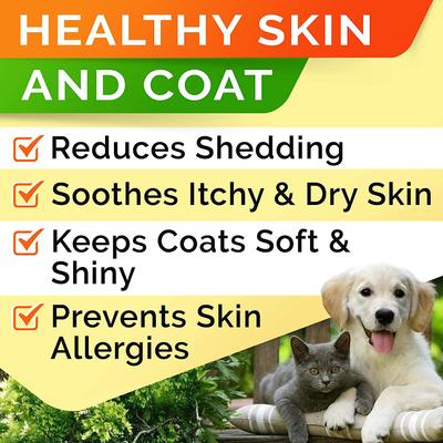Salmon Oil & Cats & Itch & Allergy Relief Skin & Coat with Omega 3 Supplement for Dogs, 32-fl oz bottle
