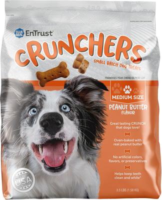 EnTrust Crunchers Peanut Butter Crunchy Dog Treats, Medium, 3.5-lb bag