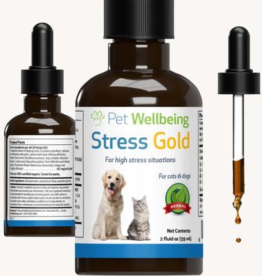 Stress Gold Bacon Flavored Liquid Calming Supplement for Dogs & Cats, 2-oz bottle