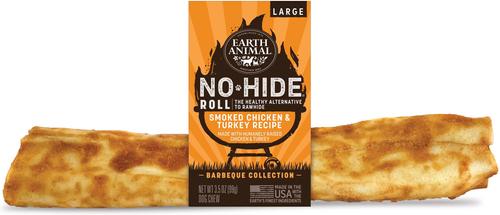 No-Hide Large Roll Long Lasting Natural Rawhide Alternative Barbeque Smoked Chicken & Turkey Recipe Dog Chew Treat