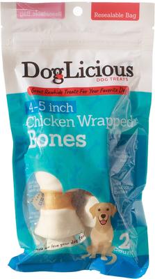 DogLicious 6 - 7" Chicken Wrapped Bone Rawhide Dog Treat