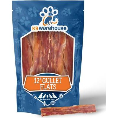 Gullet Flats - Masticables para perros con sabor a carne de res de 12 pulgadas, 12 unidades