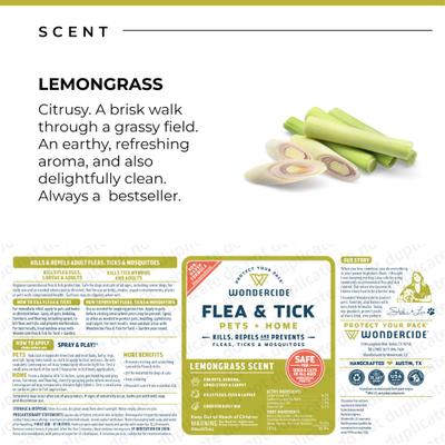 Natural Flea, Tick & Mosquito Spray for Dogs & Cats, Lemongrass, 128-fl oz bottle