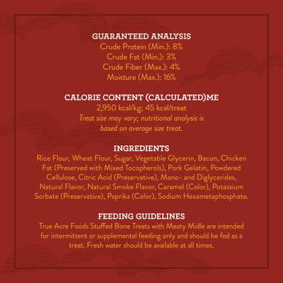 Large Stuffed Bone Treats Meaty Middle Made with real Bacon, 6 count