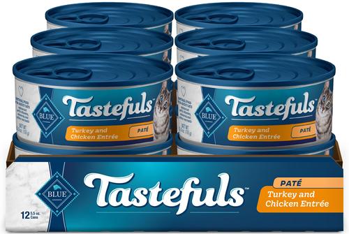 Tastefuls Natural Pate Turkey & Chicken Entree Wet Cat Food, 5.5-oz can, case of 12