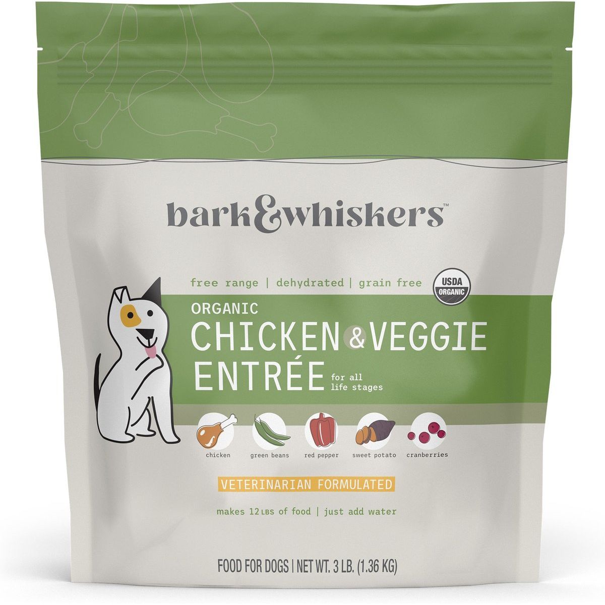 Alimento Dehydrated Raw Adult, Free-Range Chicken Entrée. 1.36 kg. - Bark & Whiskers