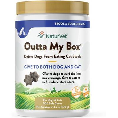 NaturVet, Outta My Box, masticables con ProBioStrive para ayudar a evitar que los perros coman heces de gatos, 500 unidades