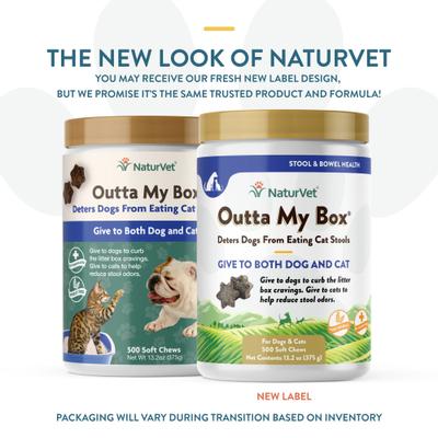 NaturVet, Outta My Box, masticables con ProBioStrive para ayudar a evitar que los perros coman heces de gatos, 500 unidades