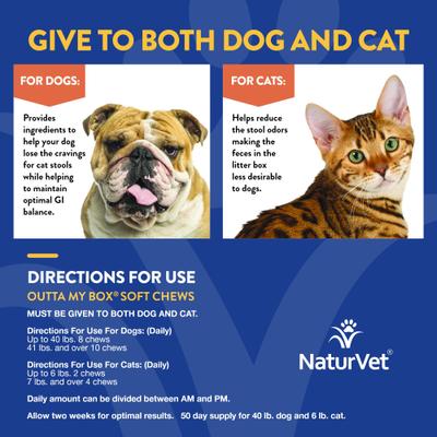 NaturVet, Outta My Box, masticables con ProBioStrive para ayudar a evitar que los perros coman heces de gatos, 500 unidades